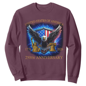 250 Years America Flag Sweatshirt Eagle 250th Anniversary USA Patriotic 1776 2026 TS10 Maroon Print Your Wear