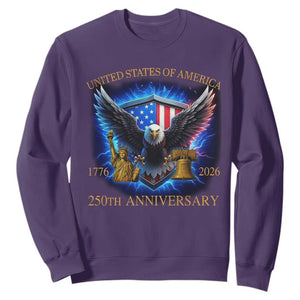250 Years America Flag Sweatshirt Eagle 250th Anniversary USA Patriotic 1776 2026 TS10 Purple Print Your Wear