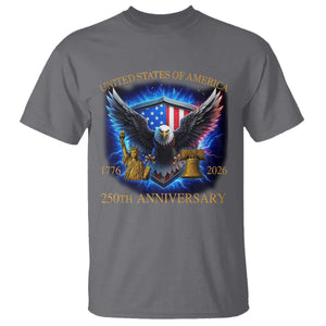250 Years America Flag T Shirt Eagle 250th Anniversary USA Patriotic 1776 2026 TS10 Charcoal Print Your Wear