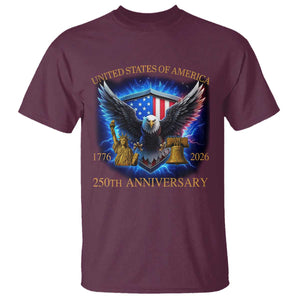 250 Years America Flag T Shirt Eagle 250th Anniversary USA Patriotic 1776 2026 TS10 Maroon Print Your Wear
