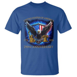 250 Years America Flag T Shirt Eagle 250th Anniversary USA Patriotic 1776 2026 TS10 Royal Blue Print Your Wear