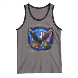250 Years America Flag Tank Top Eagle 250th Anniversary USA Patriotic 1776 2026 TS10 Deep Heather Black Print Your Wear