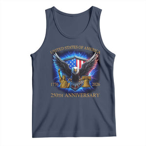 250 Years America Flag Tank Top Eagle 250th Anniversary USA Patriotic 1776 2026 TS10 Navy Print Your Wear