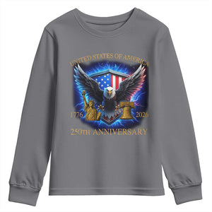 250 Years America Flag Youth Sweatshirt Eagle 250th Anniversary USA Patriotic 1776 2026 TS10 Charcoal Print Your Wear