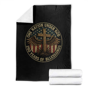 Blessings America 250 Years Throw Blanket One Nation Under God USA 250th Anniversary Patriotic Cross TS10 Black Print Your Wear
