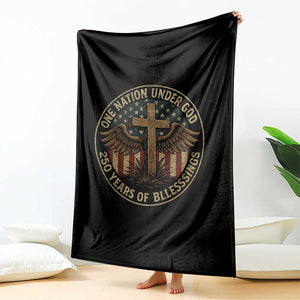 Blessings America 250 Years Throw Blanket One Nation Under God USA 250th Anniversary Patriotic Cross TS10 Print Your Wear