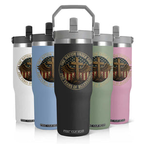 Blessings America 250 Years Flip Straw Tumbler One Nation Under God USA 250th Anniversary Patriotic Cross TS10 Print Your Wear