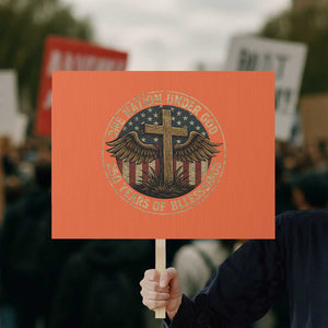 Blessings America 250 Years Protest Sign One Nation Under God USA 250th Anniversary Patriotic Cross TS10 Horizontal 18" × 24" Orange Print Your Wear