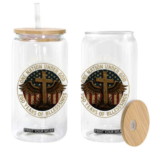 Blessings America 250 Years Glass Can One Nation Under God USA 250th Anniversary Patriotic Cross TS10 Print Your Wear