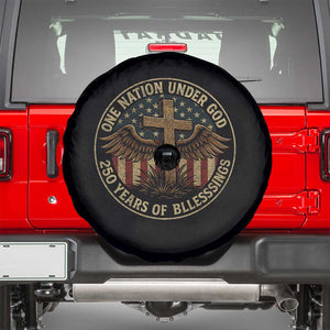 Blessings America 250 Years Spare Tire Cover One Nation Under God USA 250th Anniversary Patriotic Cross TS10 Black Print Your Wear
