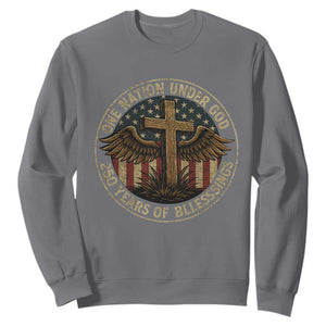 Blessings America 250 Years Sweatshirt One Nation Under God USA 250th Anniversary Patriotic Cross TS10 Charcoal Print Your Wear