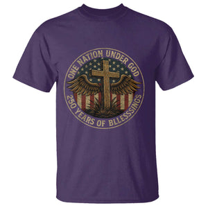 Blessings America 250 Years T Shirt One Nation Under God USA 250th Anniversary Patriotic Cross TS10 Purple Print Your Wear