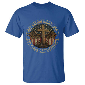 Blessings America 250 Years T Shirt One Nation Under God USA 250th Anniversary Patriotic Cross TS10 Royal Blue Print Your Wear