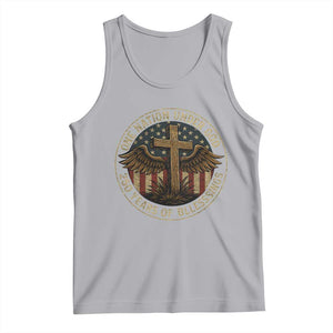 Blessings America 250 Years Tank Top One Nation Under God USA 250th Anniversary Patriotic Cross TS10 Athletic Heather Print Your Wear