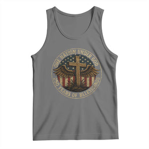 Blessings America 250 Years Tank Top One Nation Under God USA 250th Anniversary Patriotic Cross TS10 Black Heather Print Your Wear