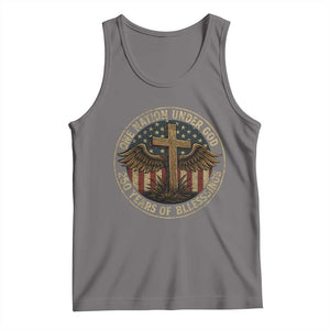 Blessings America 250 Years Tank Top One Nation Under God USA 250th Anniversary Patriotic Cross TS10 Deep Heather Print Your Wear