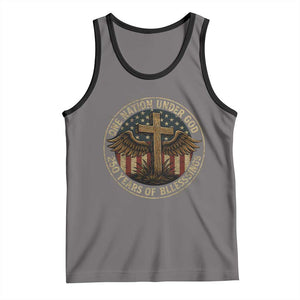 Blessings America 250 Years Tank Top One Nation Under God USA 250th Anniversary Patriotic Cross TS10 Deep Heather Black Print Your Wear