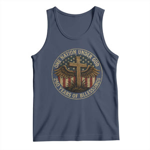 Blessings America 250 Years Tank Top One Nation Under God USA 250th Anniversary Patriotic Cross TS10 Navy Print Your Wear