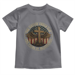 Blessings America 250 Years Toddler T Shirt One Nation Under God USA 250th Anniversary Patriotic Cross TS10 Charcoal Print Your Wear