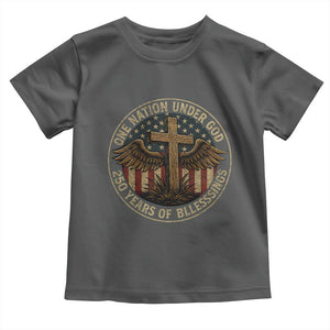 Blessings America 250 Years Toddler T Shirt One Nation Under God USA 250th Anniversary Patriotic Cross TS10 Dark Heather Print Your Wear
