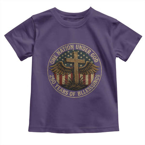 Blessings America 250 Years Toddler T Shirt One Nation Under God USA 250th Anniversary Patriotic Cross TS10 Purple Print Your Wear