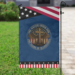 Blessings America 250 Years Garden Flag One Nation Under God USA 250th Anniversary Patriotic Cross TS10 Classic Blue Black Print Your Wear