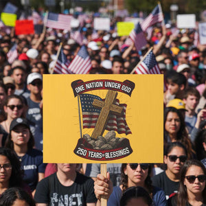 Blessings America Protest Sign One Nation Under God USA 250th Anniversary Patriotic Christian TS10 Horizontal 18" × 24" Yellow Print Your Wear