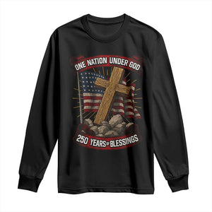 Blessings America Long Sleeve Shirt One Nation Under God USA 250th Anniversary Patriotic Christian TS10 Black Print Your Wear