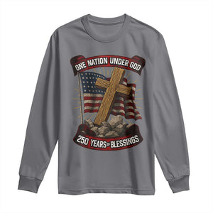 Blessings America Long Sleeve Shirt One Nation Under God USA 250th Anniversary Patriotic Christian TS10 Charcoal Print Your Wear