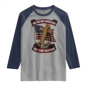 Blessings America Raglan Shirt One Nation Under God USA 250th Anniversary Patriotic Christian TS10 Sport Gray Navy Print Your Wear