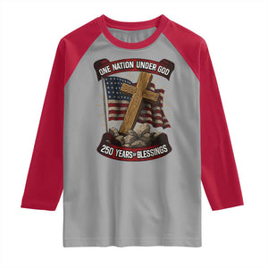 Blessings America Raglan Shirt One Nation Under God USA 250th Anniversary Patriotic Christian TS10 Sport Gray Red Print Your Wear