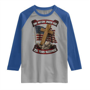 Blessings America Raglan Shirt One Nation Under God USA 250th Anniversary Patriotic Christian TS10 Sport Gray Royal Print Your Wear