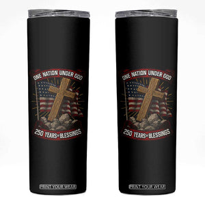 Blessings America Skinny Tumbler One Nation Under God USA 250th Anniversary Patriotic Christian TS10 Black Print Your Wear
