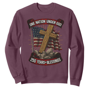 Blessings America Sweatshirt One Nation Under God USA 250th Anniversary Patriotic Christian TS10 Maroon Print Your Wear