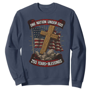 Blessings America Sweatshirt One Nation Under God USA 250th Anniversary Patriotic Christian TS10 Navy Print Your Wear