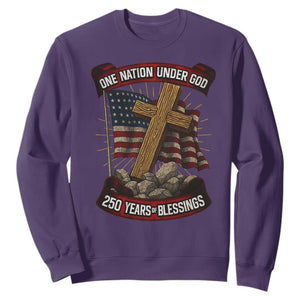 Blessings America Sweatshirt One Nation Under God USA 250th Anniversary Patriotic Christian TS10 Purple Print Your Wear
