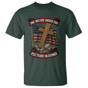 Blessings America T Shirt One Nation Under God USA 250th Anniversary Patriotic Christian TS10 Dark Forest Green Print Your Wear