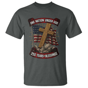 Blessings America T Shirt One Nation Under God USA 250th Anniversary Patriotic Christian TS10 Dark Heather Print Your Wear