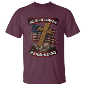 Blessings America T Shirt One Nation Under God USA 250th Anniversary Patriotic Christian TS10 Maroon Print Your Wear
