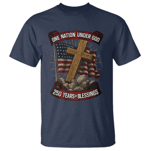 Blessings America T Shirt One Nation Under God USA 250th Anniversary Patriotic Christian TS10 Navy Print Your Wear
