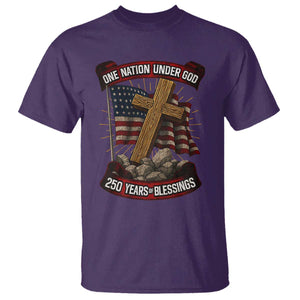 Blessings America T Shirt One Nation Under God USA 250th Anniversary Patriotic Christian TS10 Purple Print Your Wear