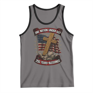 Blessings America Tank Top One Nation Under God USA 250th Anniversary Patriotic Christian TS10 Deep Heather Black Print Your Wear