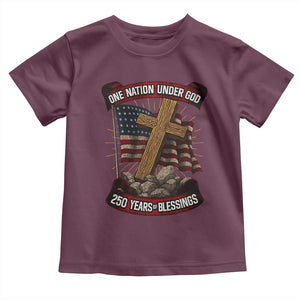 Blessings America Toddler T Shirt One Nation Under God USA 250th Anniversary Patriotic Christian TS10 Maroon Print Your Wear