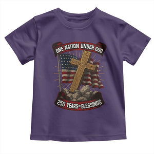 Blessings America Toddler T Shirt One Nation Under God USA 250th Anniversary Patriotic Christian TS10 Purple Print Your Wear