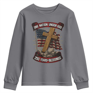 Blessings America Youth Sweatshirt One Nation Under God USA 250th Anniversary Patriotic Christian TS10 Charcoal Print Your Wear
