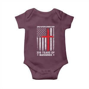 One Nation Under God Baby Onesie USA 250th Anniversary Patriotic Christian One Nation Under God TS10 Maroon Print Your Wear