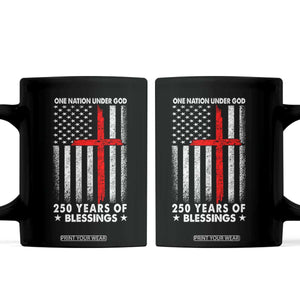 One Nation Under God Coffee Mug USA 250th Anniversary Patriotic Christian One Nation Under God TS10 Black Print Your Wear