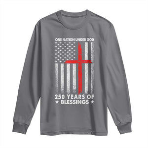 One Nation Under God Long Sleeve Shirt USA 250th Anniversary Patriotic Christian One Nation Under God TS10 Charcoal Print Your Wear