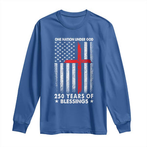 One Nation Under God Long Sleeve Shirt USA 250th Anniversary Patriotic Christian One Nation Under God TS10 Royal Blue Print Your Wear