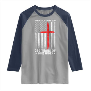 One Nation Under God Raglan Shirt USA 250th Anniversary Patriotic Christian One Nation Under God TS10 Sport Gray Navy Print Your Wear